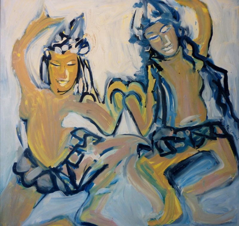 Two Indian dancers 80x80cm Oil painting
