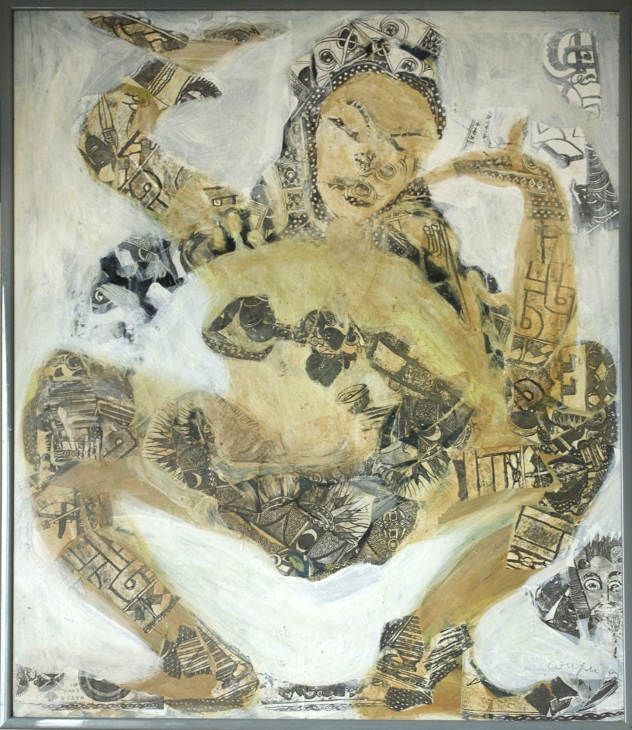 Indian dancer 80x80cm Sold Collage and painting