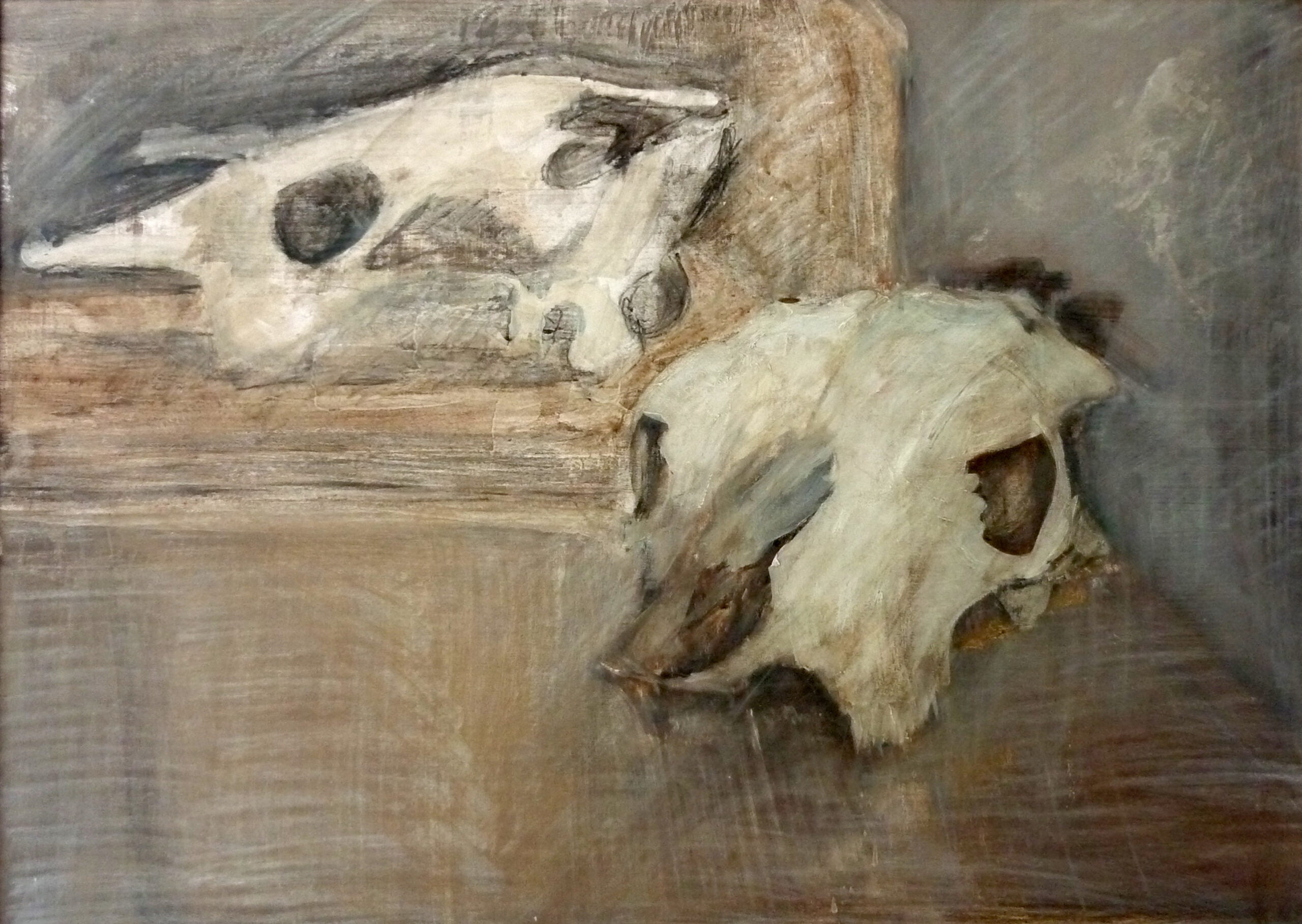 Double skulls 64X46.5cm Acrylic, ink, chalk